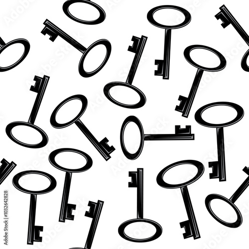Vector key icon isolated on white background. Key icon. Lock or unlock sign. Padlock. Lock symbol. Unblock. Password icon. Access sign. Private access. Door key.Seamless keys pattern.