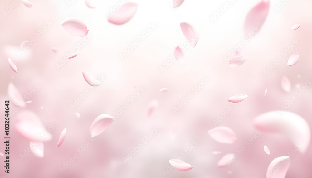 Falling cherry blossom petals on a soft pink background creating a dreamy atmosphere for spring Falling cherry blossom petals on a soft pink background creating a dreamy atmosphere for spring