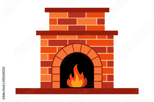 Brick fireplace | isolated vector silhouette illustration on white background