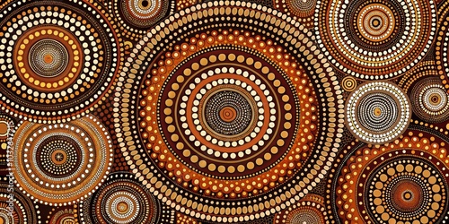 Abstract Dot Art Pattern of Intertwined Circles in Warm Earthy Tones, aboriginal , mandala