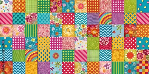 Colorful Abstract Patchwork Pattern Design, Background , Quilt