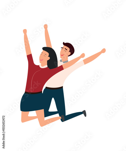 couple people cheerish celebrating illustration