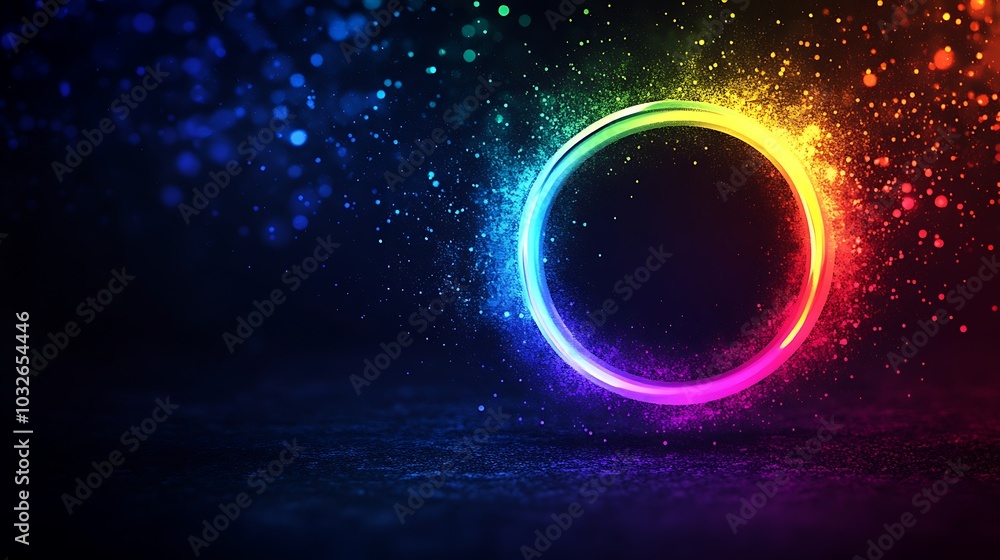 Fototapeta premium Light-filled holographic design rises, providing a perfect space for words 