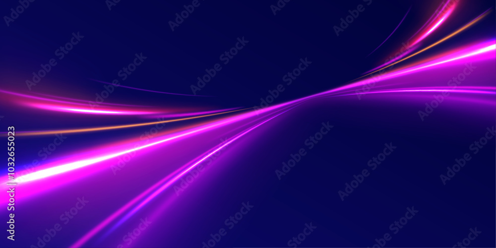 Abstract fast moving glowing neon particle created blue light curve line motion, digital futuristic internet data speed. Expressway, the effect of car headlights. Low-poly construction of fine lines. Abstract fast moving glowing neon particle created blue light curve line motion, digital futuristic internet data speed. Expressway, the effect of car headlights. Low-poly construction of fine lines.