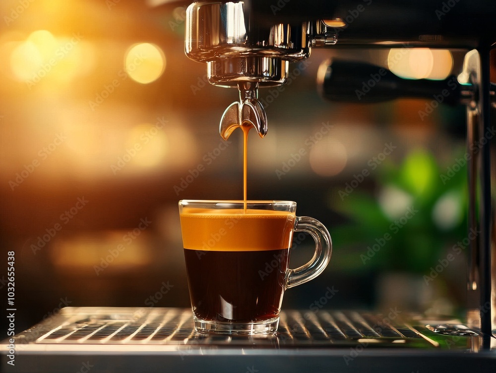 Fototapeta premium Experience the art of coffee brewing a journey through the perfect espresso extraction process at home
