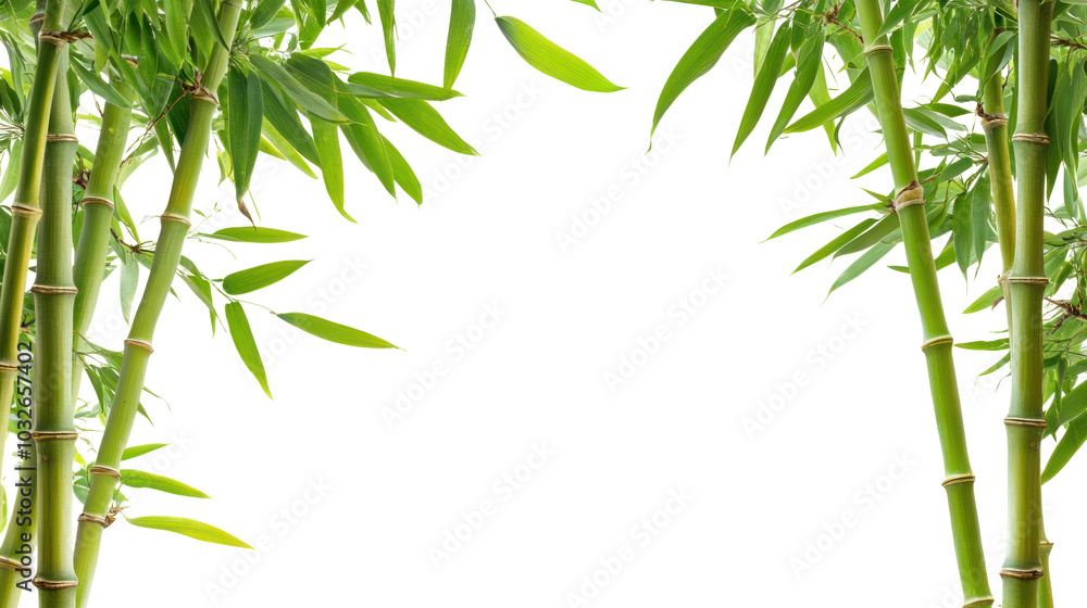 Fototapeta premium green bamboo frame isolated, great background for presentation.