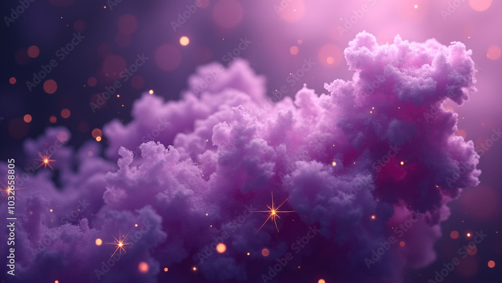 Fantastic purple smoke background. Magic purple smoke with glitter and small particles of twinkling stars. Fog with luminous particles Fantastic purple smoke background. Magic purple smoke with glitter and small particles of twinkling stars. Fog with luminous particles