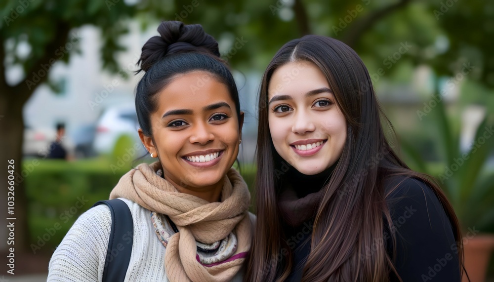 The cultural diversity represented by the two young women. The cultural diversity represented by the two young women.