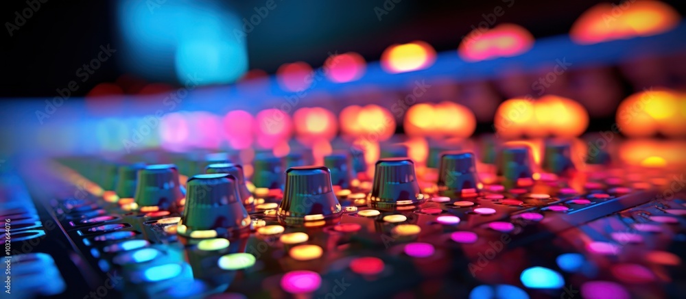 Close-up of Audio Mixer with Colorful Lights Close-up of Audio Mixer with Colorful Lights