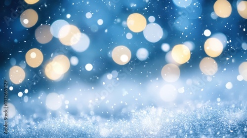 Snowy Background with Soft Glowing Bokeh Lights