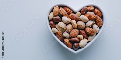 heart-shaped bowl full of nuts