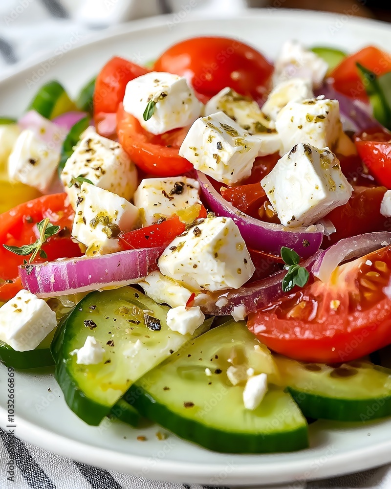 Closeup of Salad with Feta and Tomato Closeup of Salad with Feta and Tomato