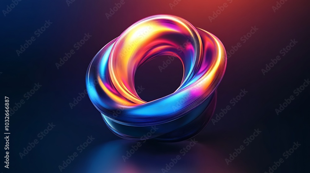 A holographic logo with smooth, reflective surfaces and ample space for text A holographic logo with smooth, reflective surfaces and ample space for text