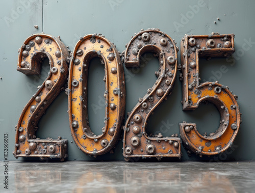 Wallpaper Mural 2025 numbers made of metal Torontodigital.ca