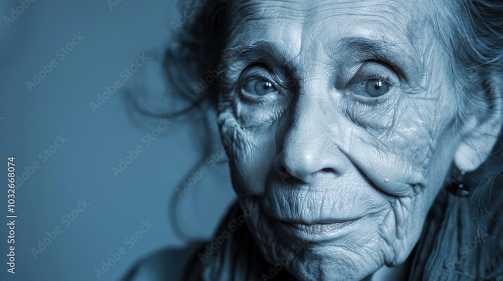 Wisdom and Reflection: Monochrome Portrait of Elderly Woman with Thoughtful Expression Wisdom and Reflection: Monochrome Portrait of Elderly Woman with Thoughtful Expression