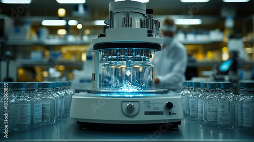 Chemical Vapor Deposition (CVD) machine in a high-tech laboratory. Symbolizes precision, advanced manufacturing, nanotechnology, material science, and innovation in technology photo