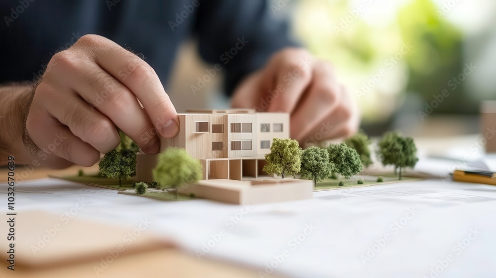 Modeling a modern architectural building with trees and plants. Modeling a modern architectural building with trees and plants.