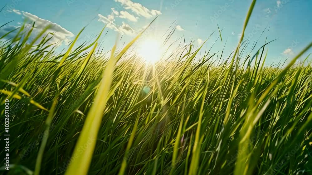 Sunlit Grass Blades Swaying in the Breeze Sunlit Grass Blades Swaying in the Breeze