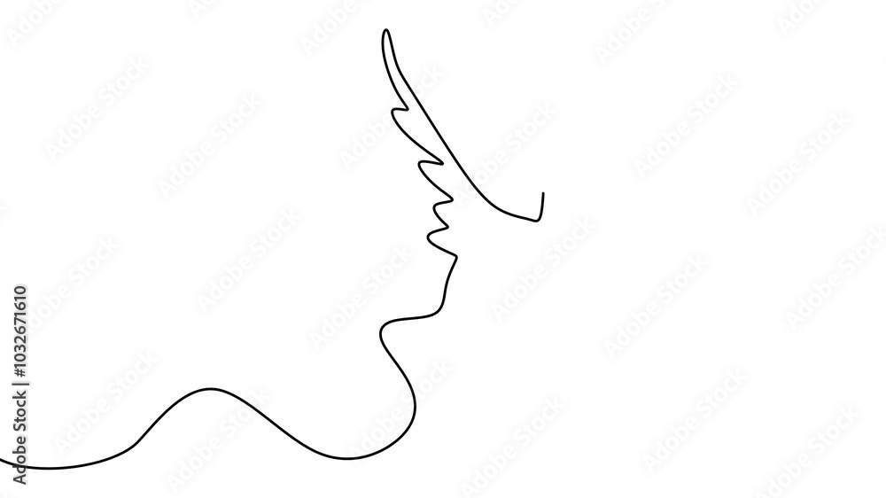 Continuous drawing line art of dove with black line and white background. One line