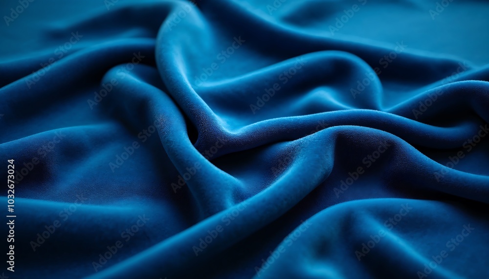 Soft velvet fabric texture in a rich, deep blue Soft velvet fabric texture in a rich, deep blue