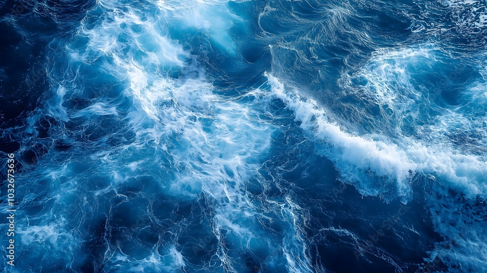 Top view of blue ocean waves Top view of blue ocean waves