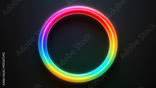 Vibrant neon gradient glowing circle on black