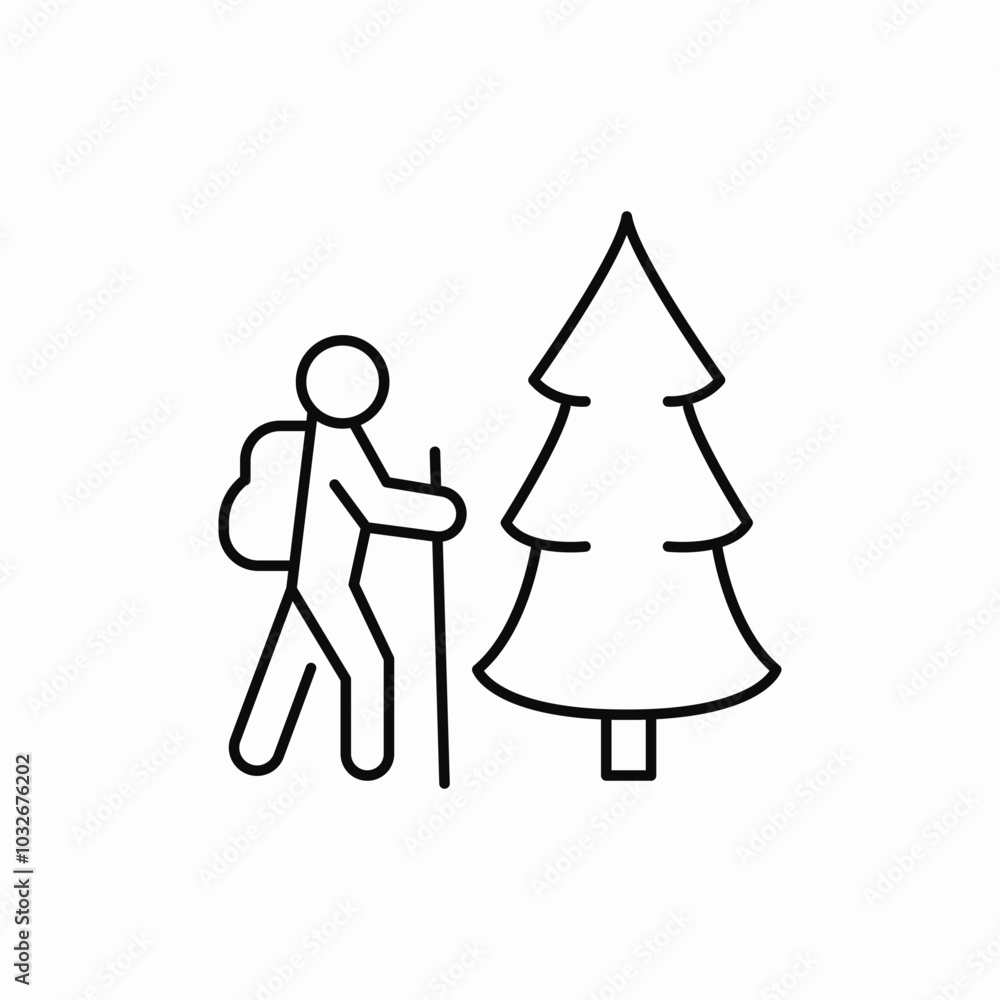 Obraz premium hiking on mountain icon sign vector