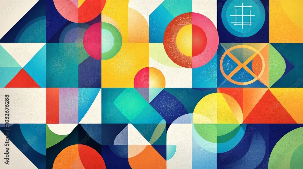 A vibrant abstract artwork featuring geometric shapes and bold colors, perfect for modern design and creative projects. A vibrant abstract artwork featuring geometric shapes and bold colors, perfect for modern design and creative projects.