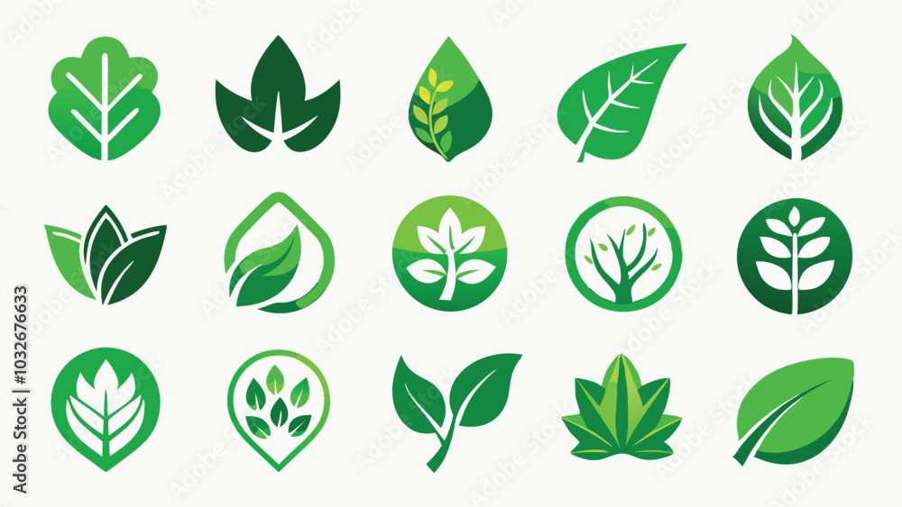 Minimalist Green Leaf Logo Collection Minimalist Green Leaf Logo Collection