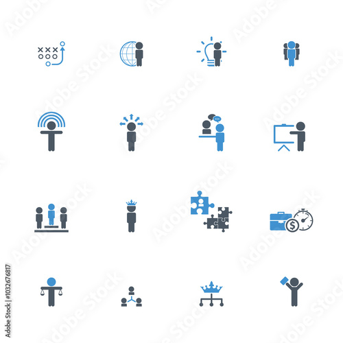 Universal business management and human resources icon set. Universal icons for web and mobile. Vector.