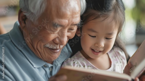 A close bond illustrated through the shared love of reading between a grandfather and grandchild.