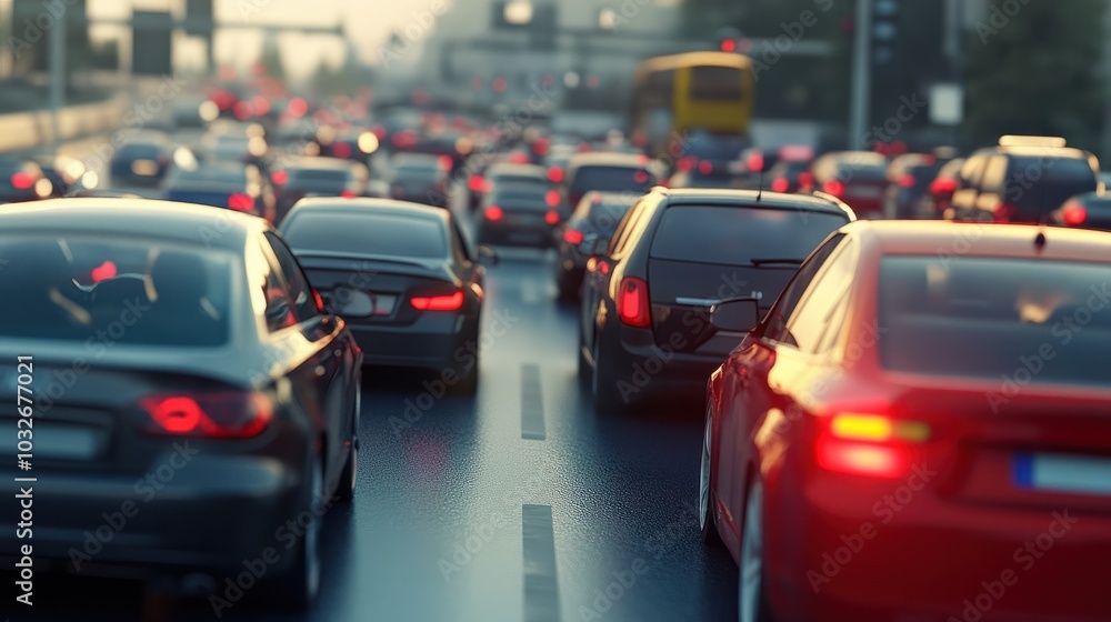 Cars on road highway in traffic jam Cars on road highway in traffic jam