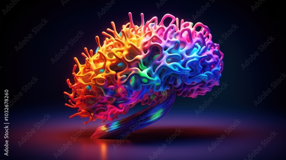 Obraz premium Abstract Colorful Brain-like 3D Render