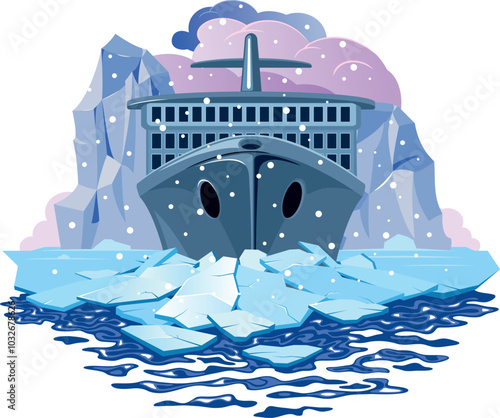 An icebreaker sails through an ocean of ice