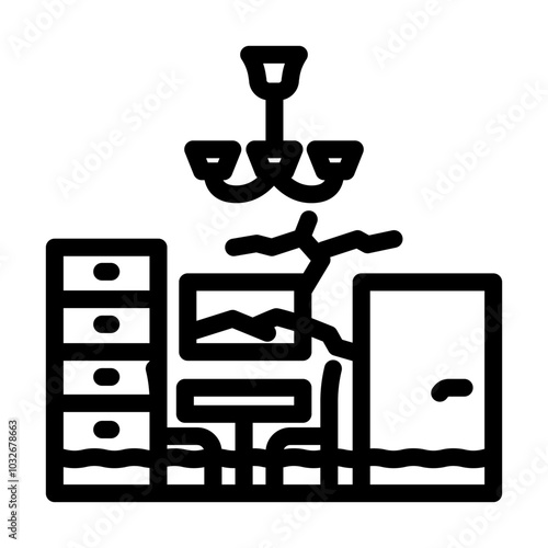 water rising inside home line icon vector. water rising inside home sign. isolated contour symbol black illustration