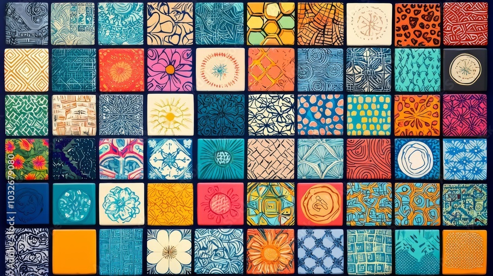Colorful geometric patterns arranged in a vibrant collage, perfect for backgrounds, textiles, and artistic projects. Colorful geometric patterns arranged in a vibrant collage, perfect for backgrounds, textiles, and artistic projects.
