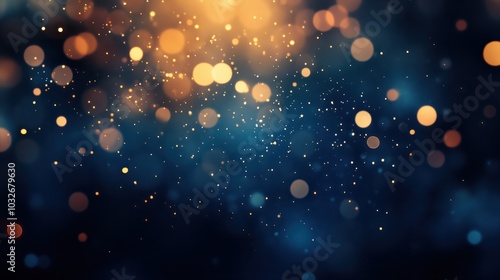 Dark blue and glow particle abstract background.