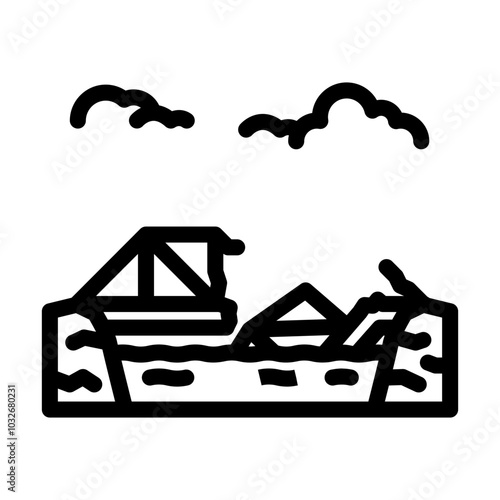 flooded bridge disaster line icon vector. flooded bridge disaster sign. isolated contour symbol black illustration
