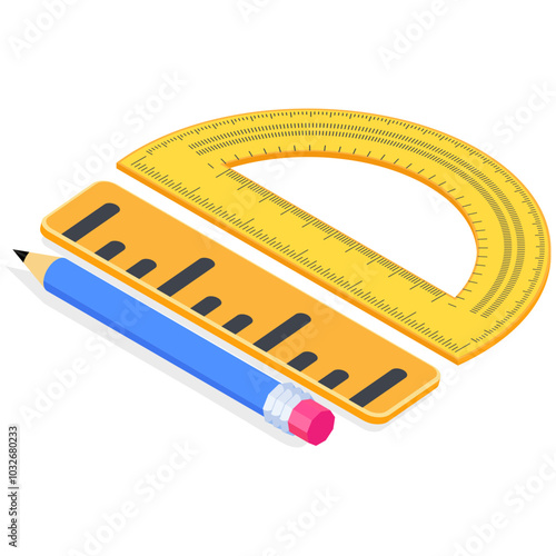 Isometric School Geometry Tools with Pencil