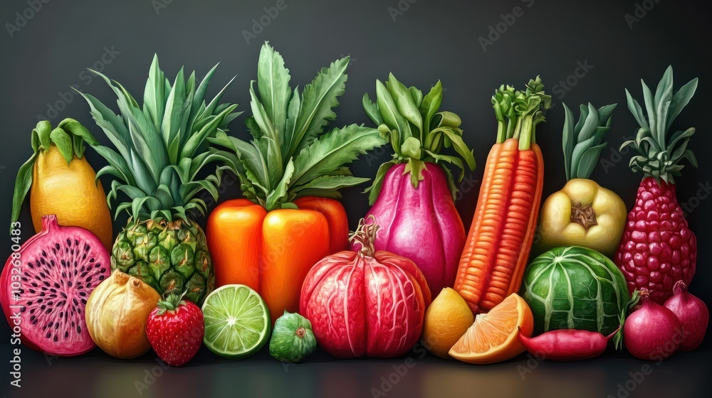 Different fruits and vegetables Different fruits and vegetables