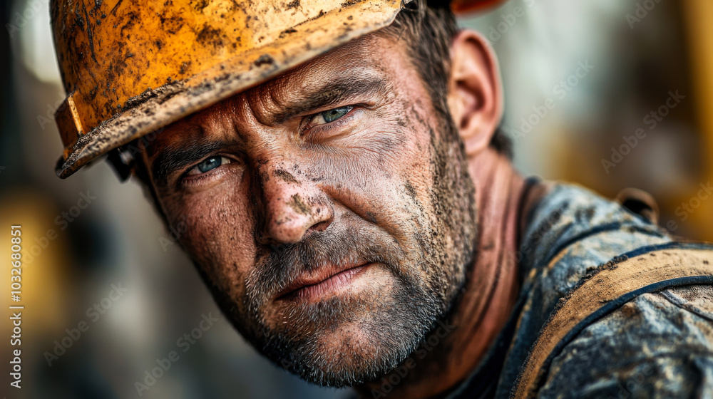 A skilled construction worker wearing a hard hat and orange-striped safety gear takes a moment to rest while on site A skilled construction worker wearing a hard hat and orange-striped safety gear takes a moment to rest while on site