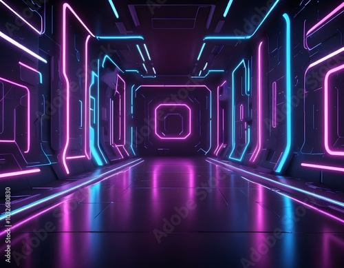 Neon illuminated futuristic backdrop realistic image ultra hd high design very detailed
