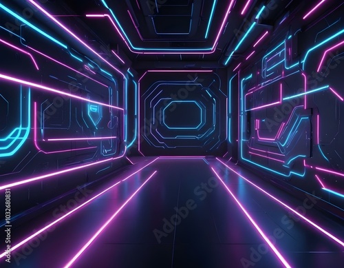 Neon illuminated futuristic backdrop realistic image ultra hd high design very detailed
