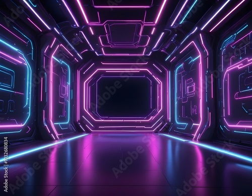 Neon illuminated futuristic backdrop realistic image ultra hd high design very detailed
