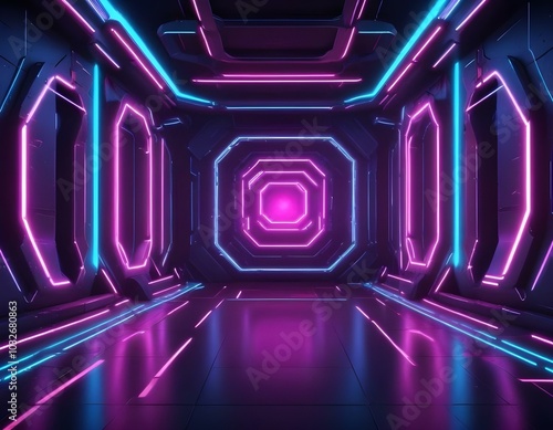 Neon illuminated futuristic backdrop realistic image ultra hd high design very detailed
