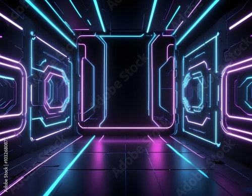 Neon illuminated futuristic backdrop realistic image ultra hd high design very detailed
