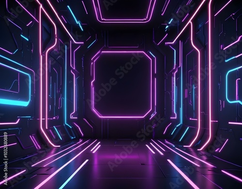 Neon illuminated futuristic backdrop realistic image ultra hd high design very detailed
