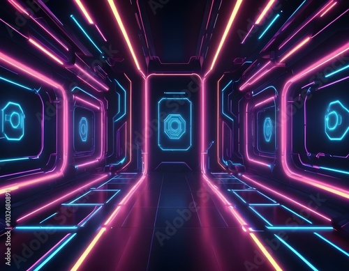 Neon illuminated futuristic backdrop realistic image ultra hd high design very detailed

