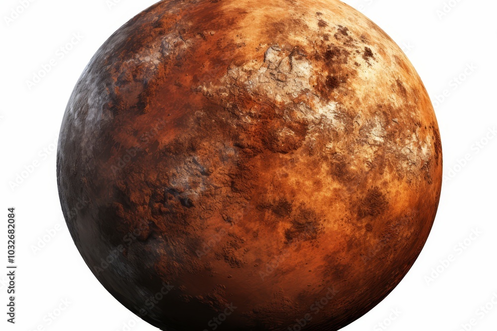 Fototapeta premium Inspiring astronomy close up of a planet isolated on white background with intricate details