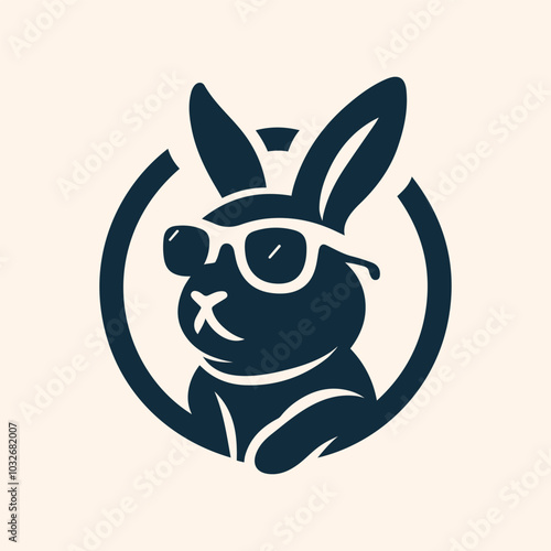 Rabbit with sunglass logo icon vector illustration 3